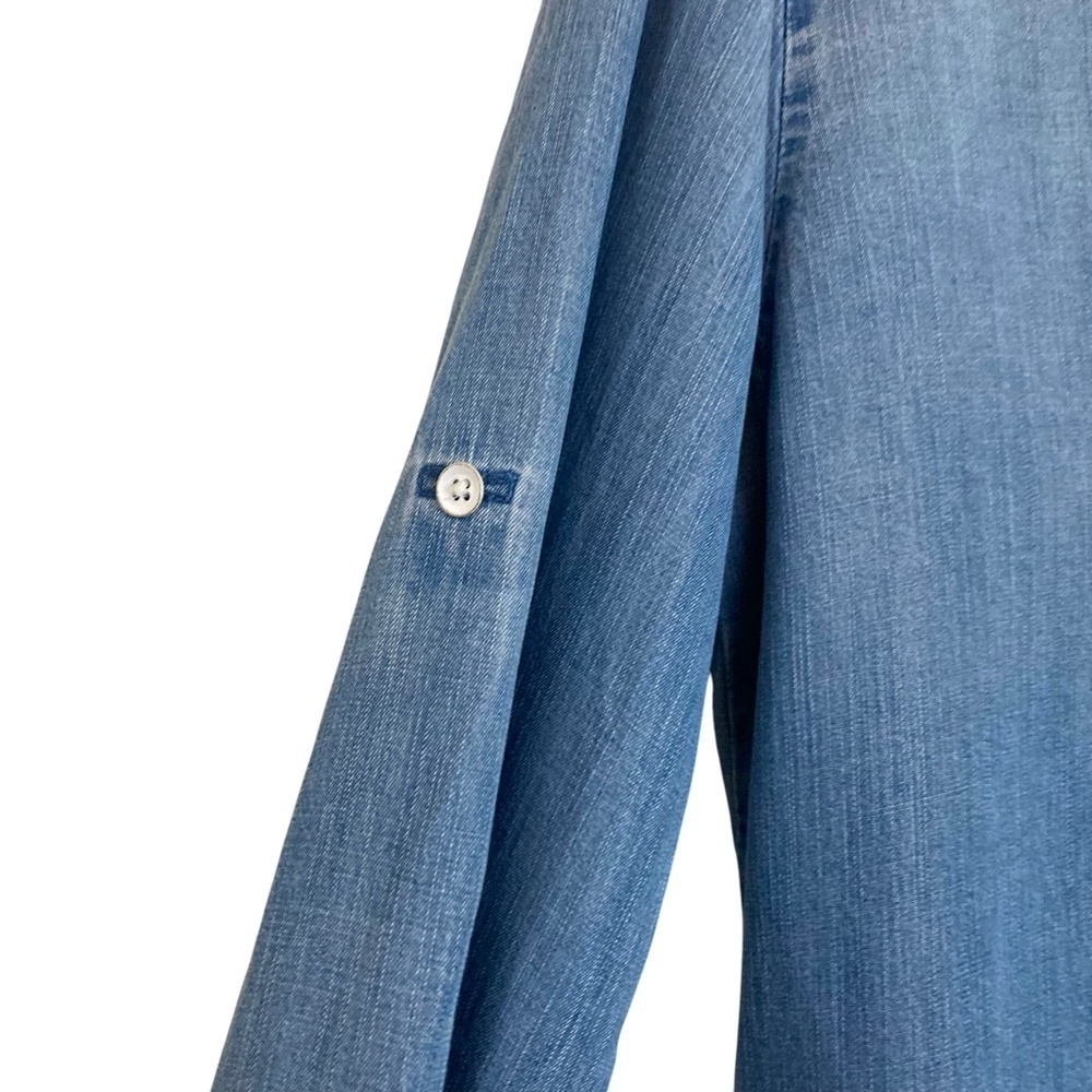 CLOTH & STONE Chambray Tencel Popover Tunic Shirt in Blue - Picture 6 of 11